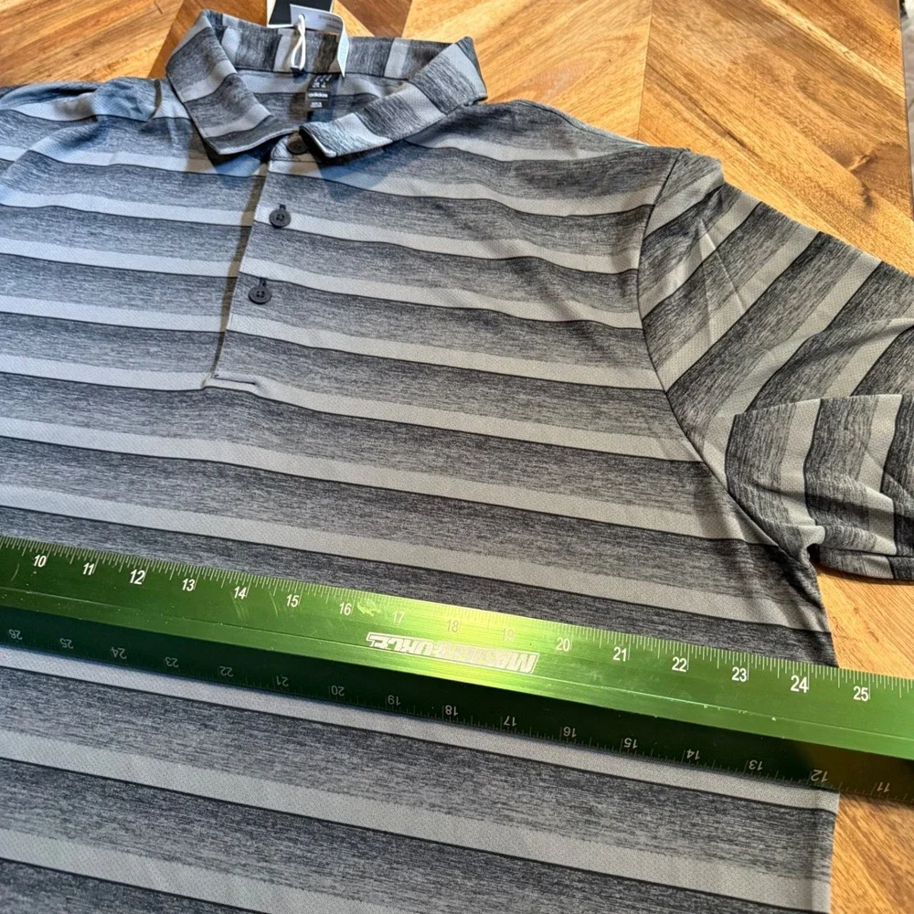 Adidas Golf Polo Mens XL Grey Black Striped Short Sleeve Performance HR7981 New
